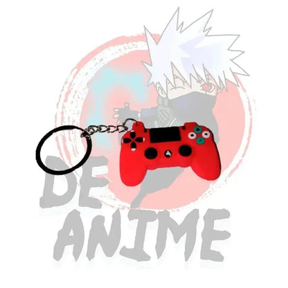 Accesorio gamer PlayStation rojo, llavero de goma disponible en DeAnime Chile.